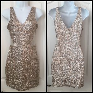 Bebe Gold Sequin Dress